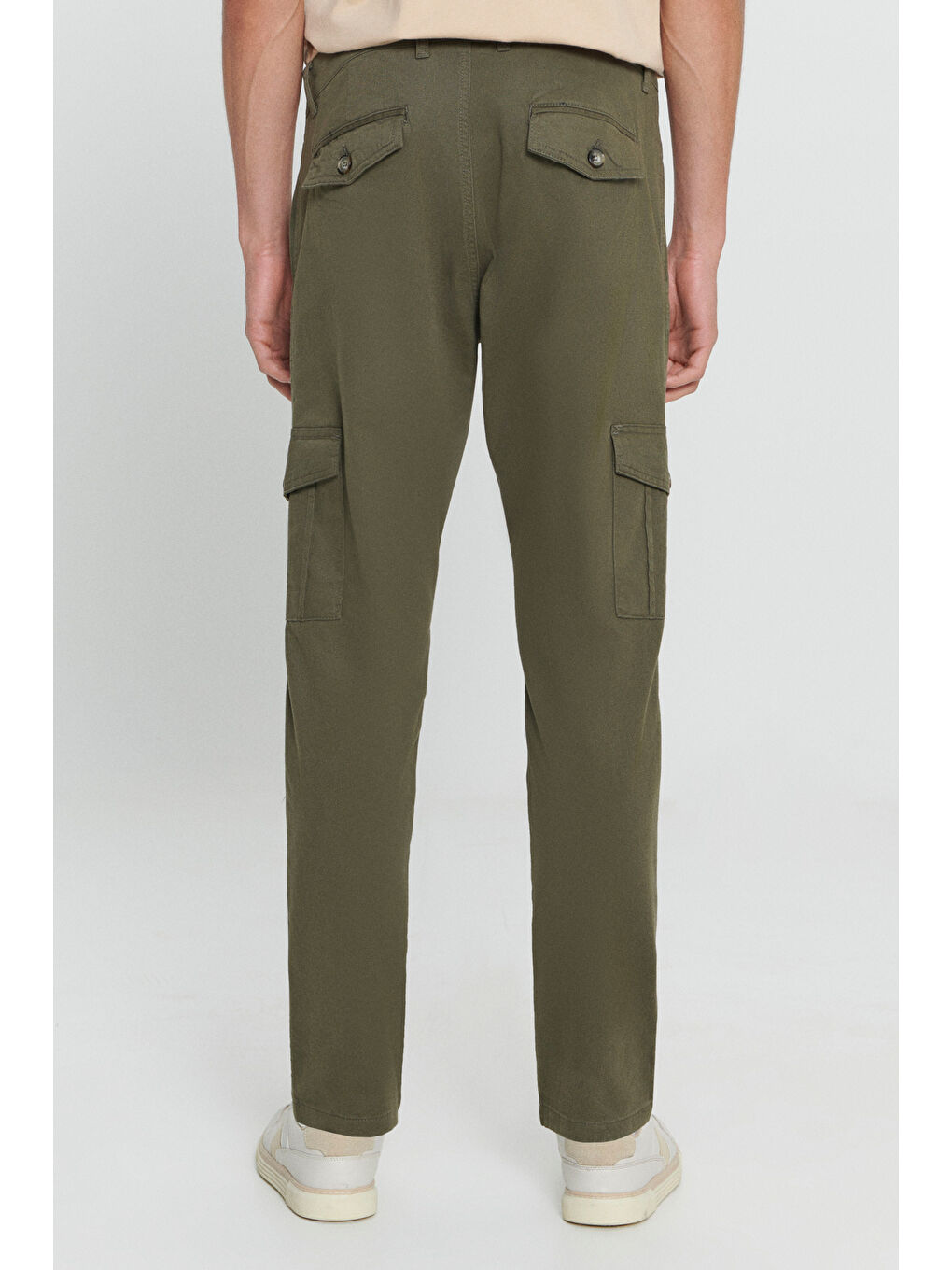 Erkek Haki Ekstra Slim Fit Dar Kesim Kargo Cepli Pamuklu Esnek Pantolon-7