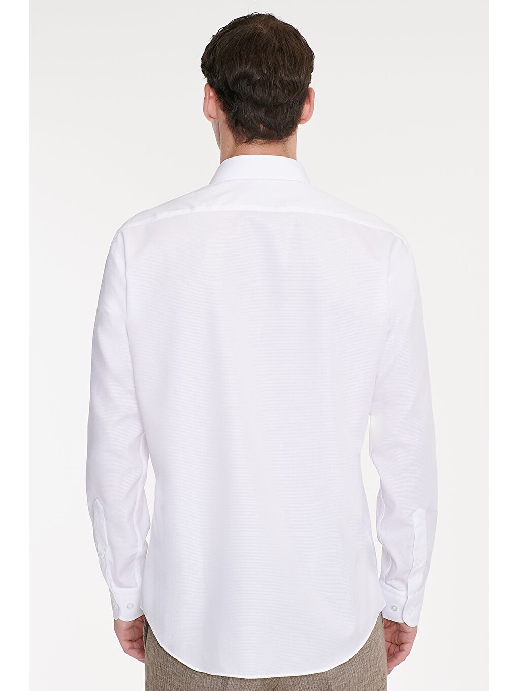 Erkek Beyaz Non-ıron Ütü Gerektirmeyen %100 Pamuk Slim Fit Dar Kesim Klasik Yaka Gömlek-5