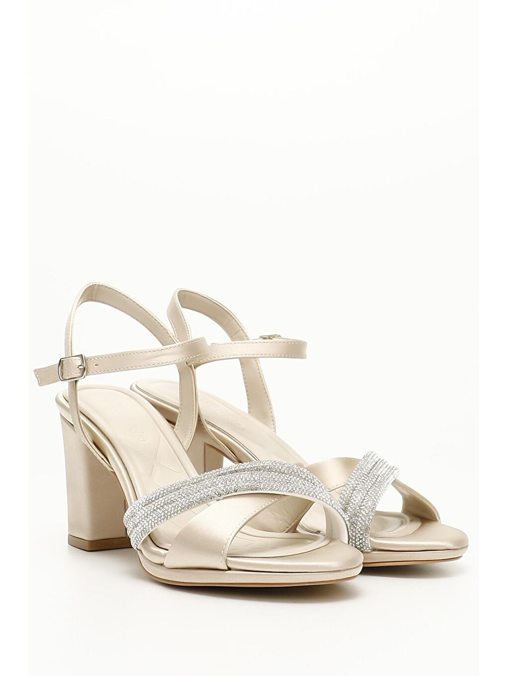 Bej TEN  Kalın Ökçeli Platformlu Bantlı Kadın Topuklu Ayakkabı 37013-1