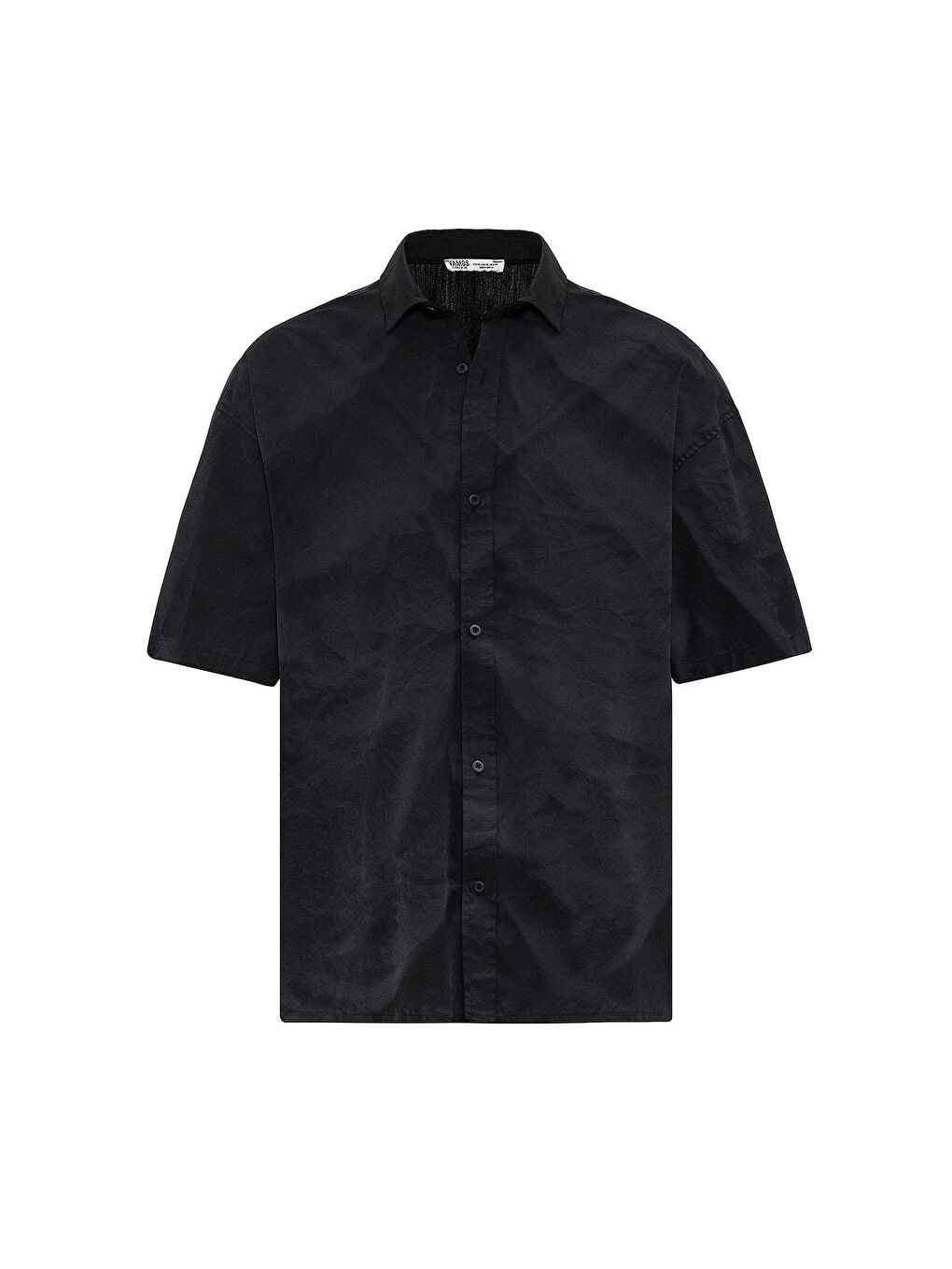 Oversize Yıkamalı Poplin Gömlek Siyah-1