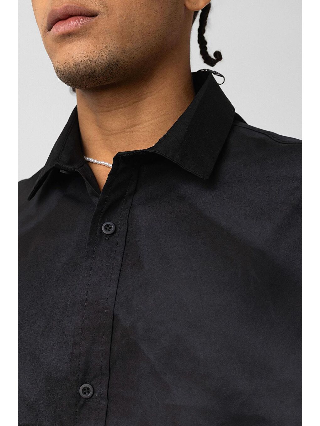 Oversize Yıkamalı Poplin Gömlek Siyah-5