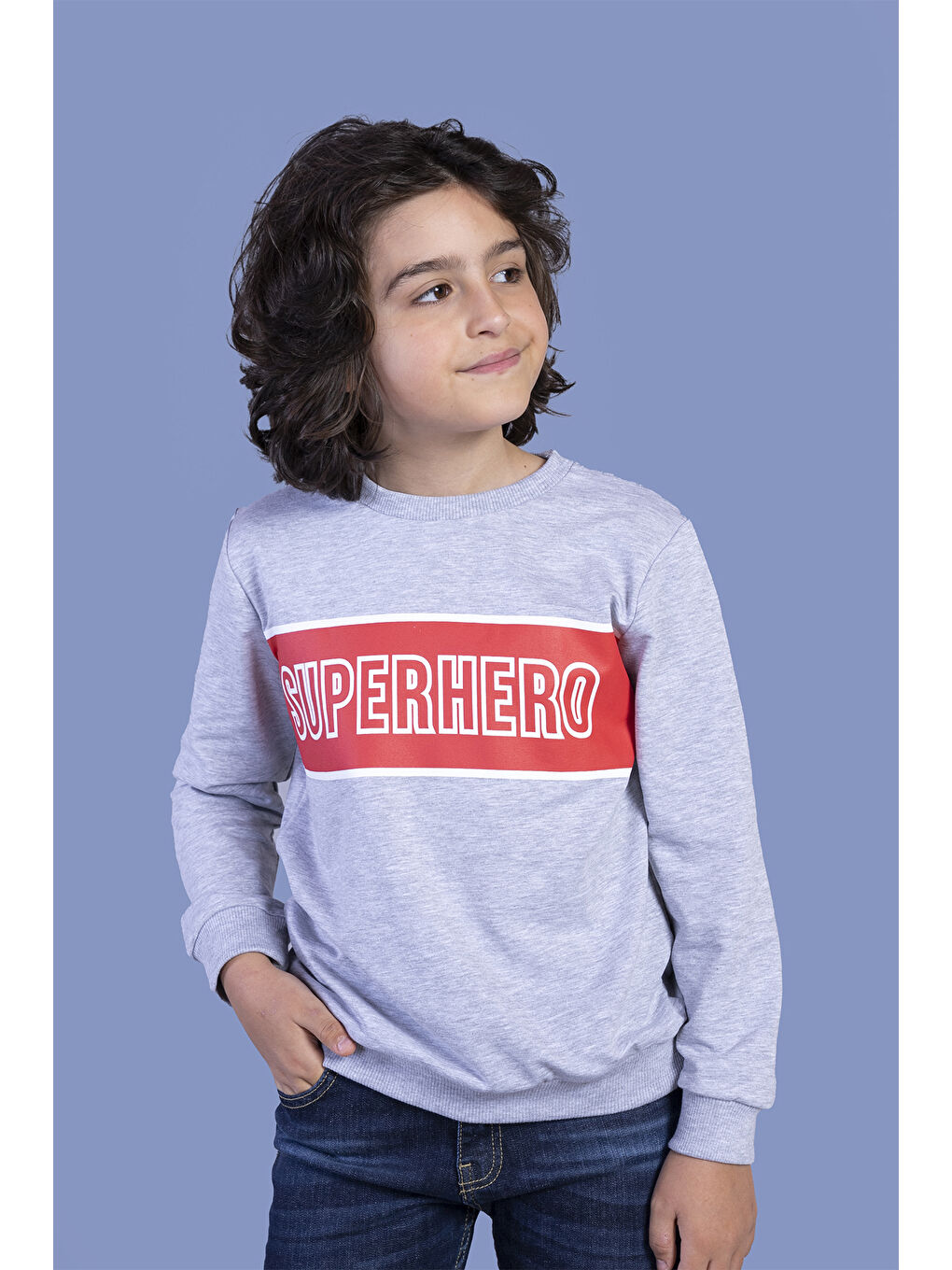 Gri Erkek Çocuk Baskılı Sweatshirt