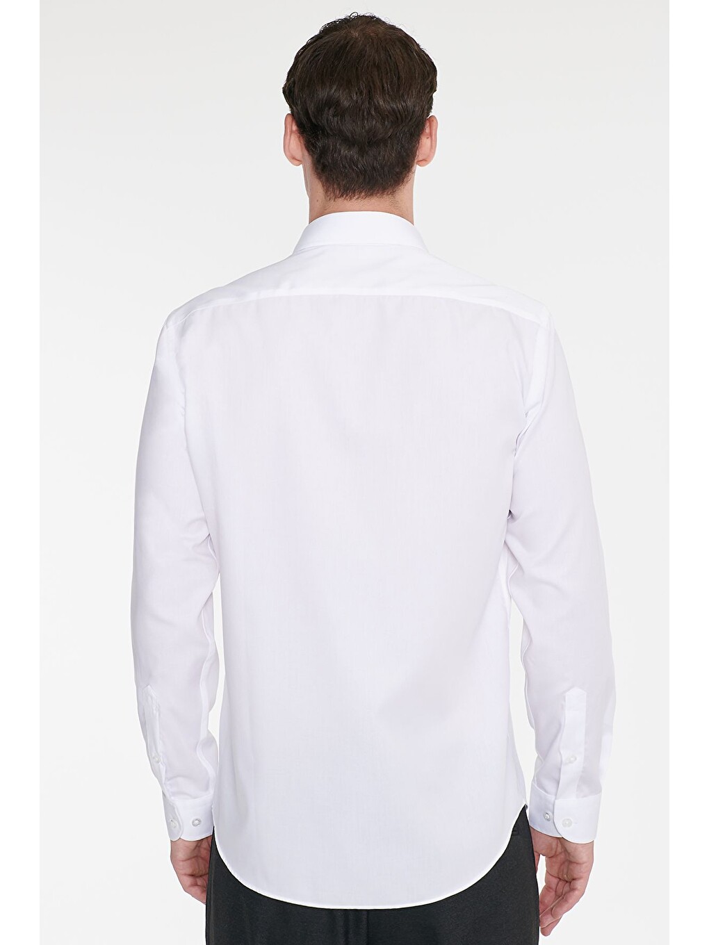 Erkek Beyaz Non-ıron Ütü Gerektirmeyen %100 Pamuk Slim Fit Dar Kesim Klasik Yaka Gömlek-5