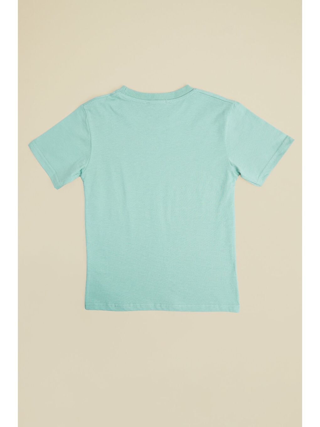 Yeşil Yazı Baskılı Bisiklet Yaka Erkek Çocuk Tişört-1