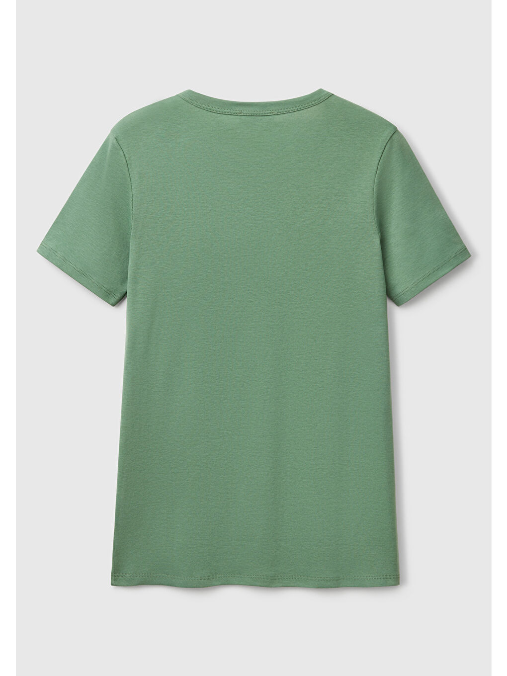 Kadın Açık Yeşil 100 Pamuk Benetton Yazılı Basic T Shirt-3