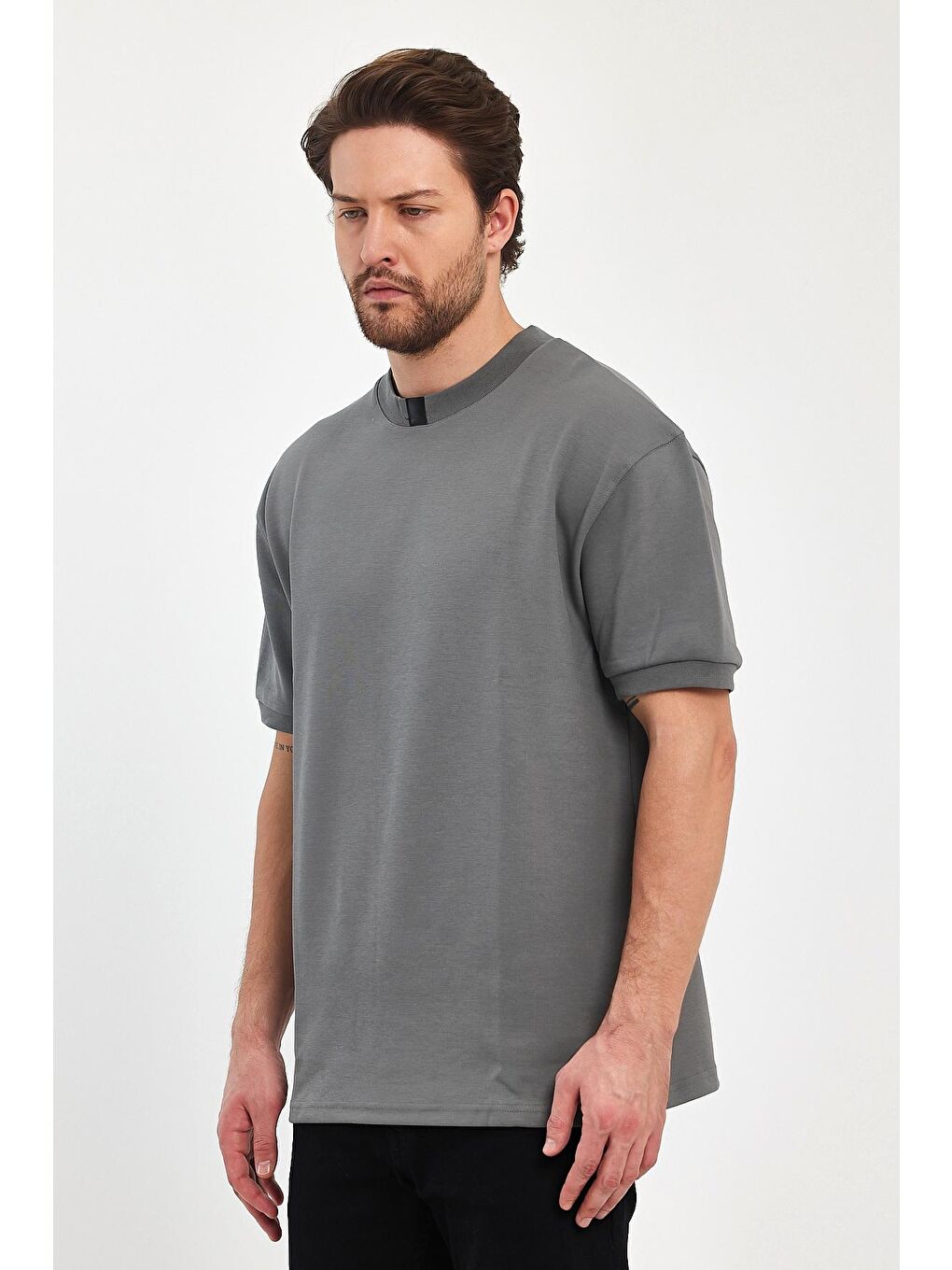 Haki Bisiklet Yaka Erkek Tişört 2772-1