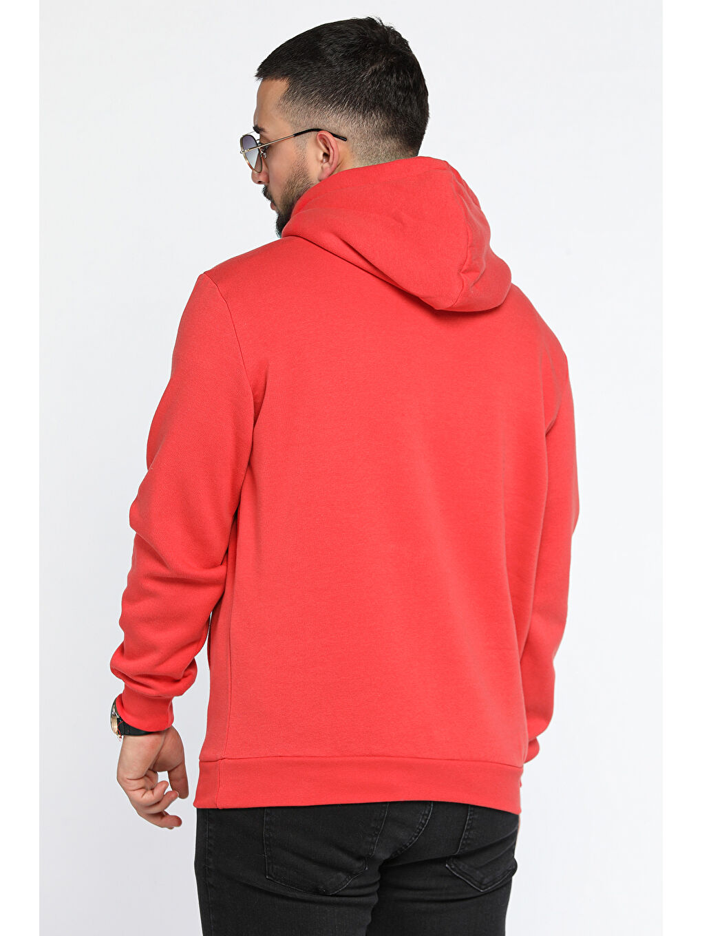 Mishar İtalia Kırmızı Erkek Kapüşonlu Şardonlu Üç İplik Sweatshirt - 2