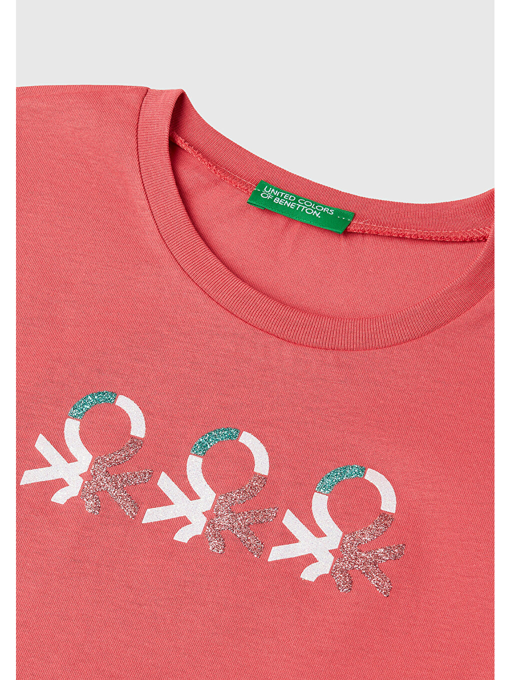 Kız Çocuk Fuşya Simli Logo Baskılı Tişört-2