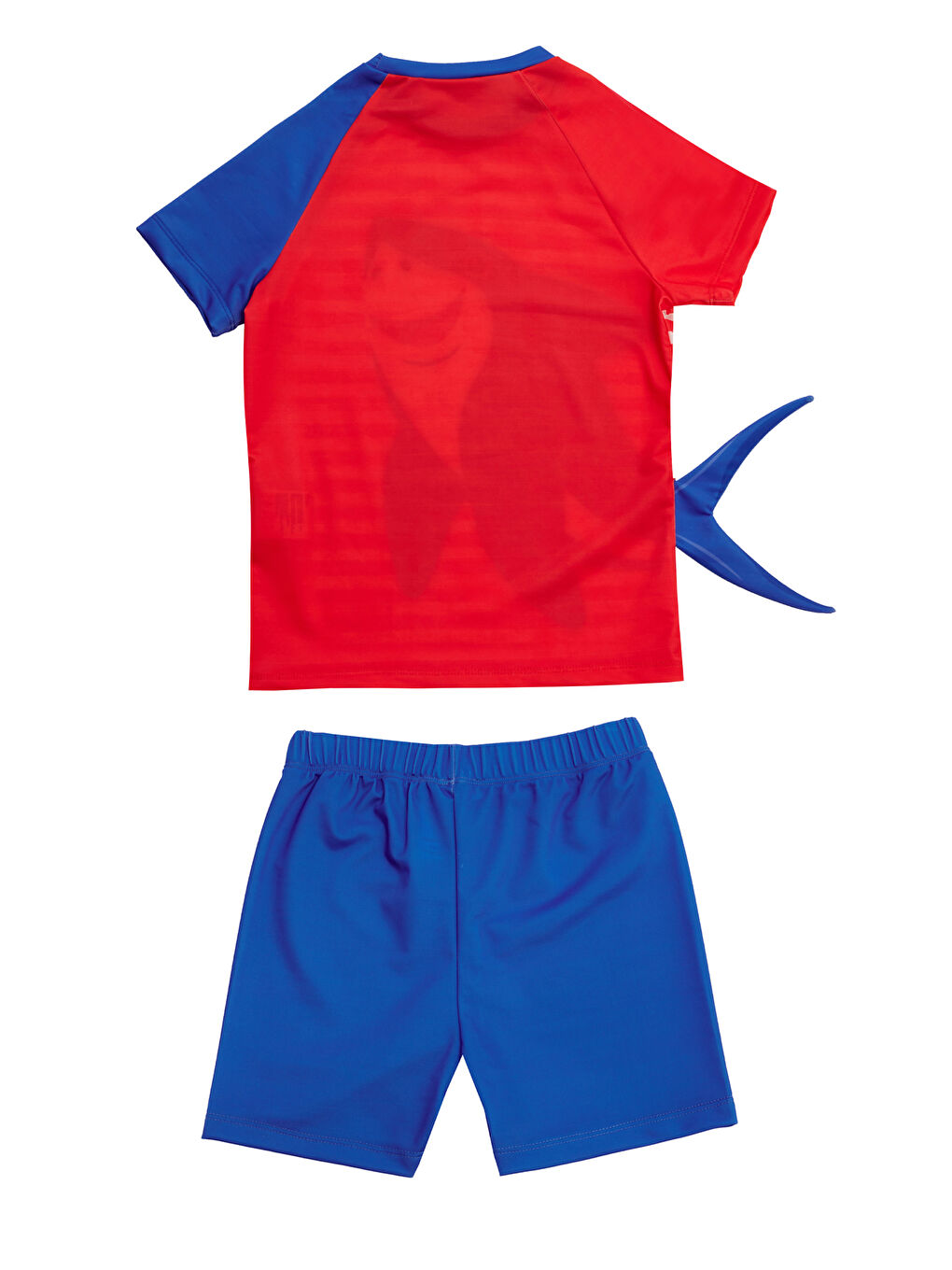 UV Korumalı Şort Kısa Kollu Çocuk Bebek Deniz Havuz Mayosu 5241 Balina Kırmızı-2