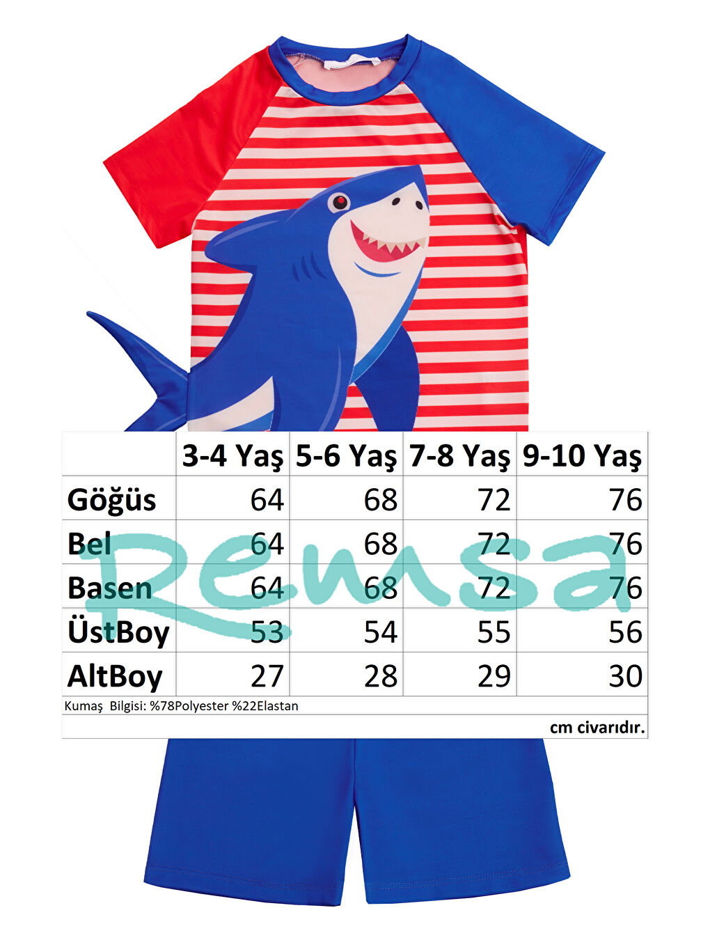 UV Korumalı Şort Kısa Kollu Çocuk Bebek Deniz Havuz Mayosu 5241 Balina Kırmızı-3