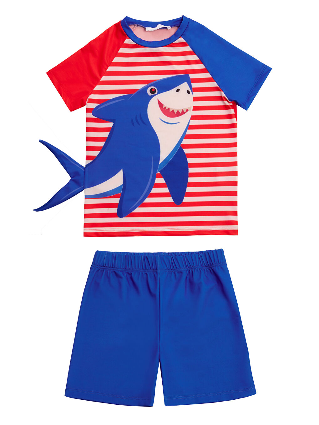 UV Korumalı Şort Kısa Kollu Çocuk Bebek Deniz Havuz Mayosu 5241 Balina Kırmızı-4