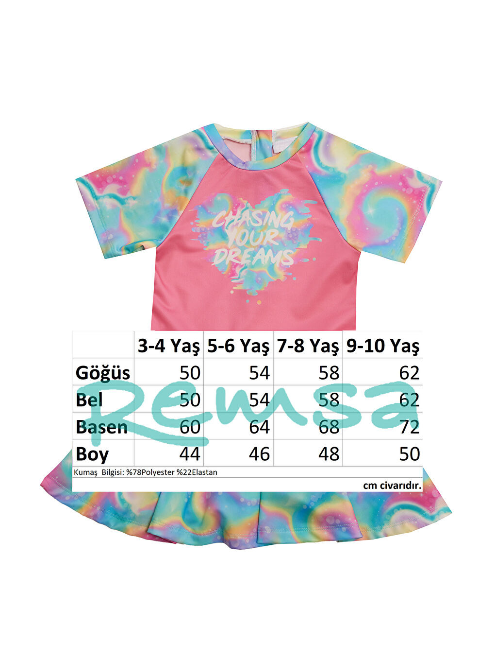 UV Korumalı Kısa Kollu Şortlu Elbise Mayo Kız Çocuk Yüzücü Mayo 5228 Pembe-3