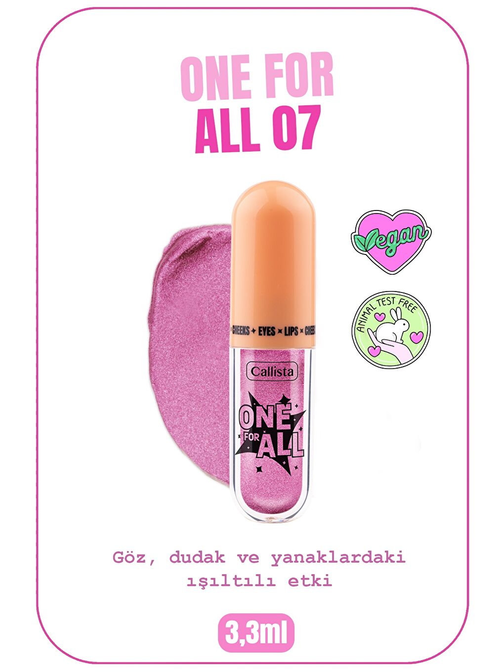 LC WAIKIKI Pudra Pembe One For All 07 Pretty Violet Eyes & Lips & Cheeks Likit Göz Farı