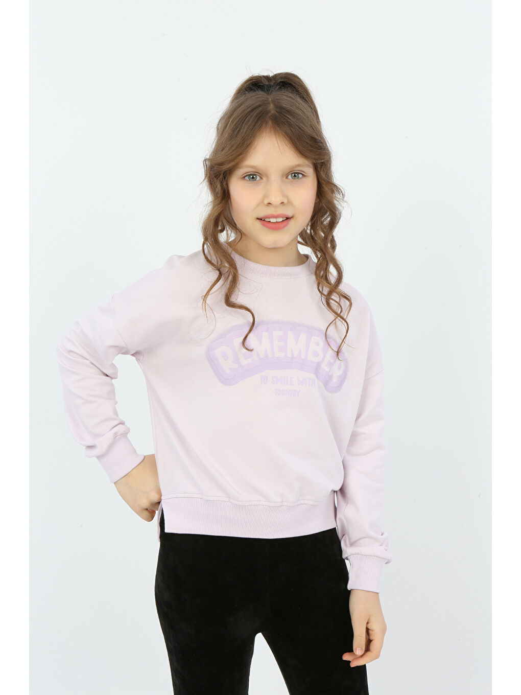 Toontoykids Lila Kız Çocuk Remember Baskılı Sweatshirt