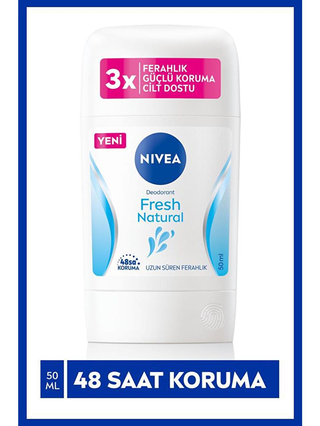 NIVEA Şeffaf Kadın Stick Deodorant Fresh Natural 48 Saat Deodorant Koruması 50 ml, Kalıcı Ferah Koku