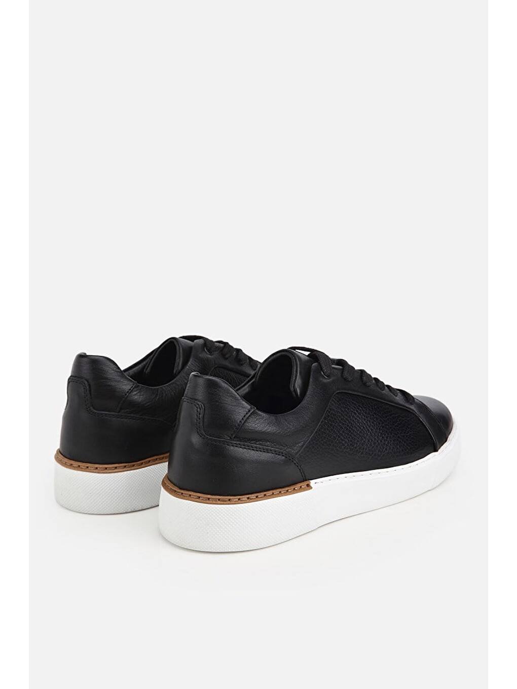 Erkek Siyah Bağcıklı Kalın Tabanlı Günlük Sneaker-2