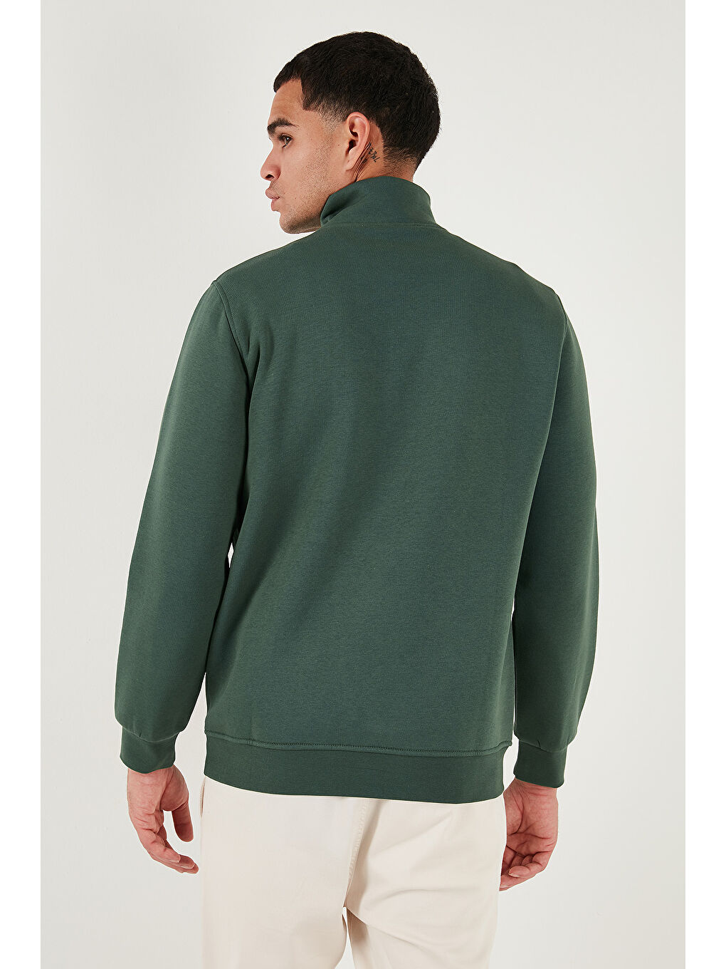 Yeşil Pamuklu Regular Fit Dik Yaka 2'li Paket Sweat 59052592S2-3