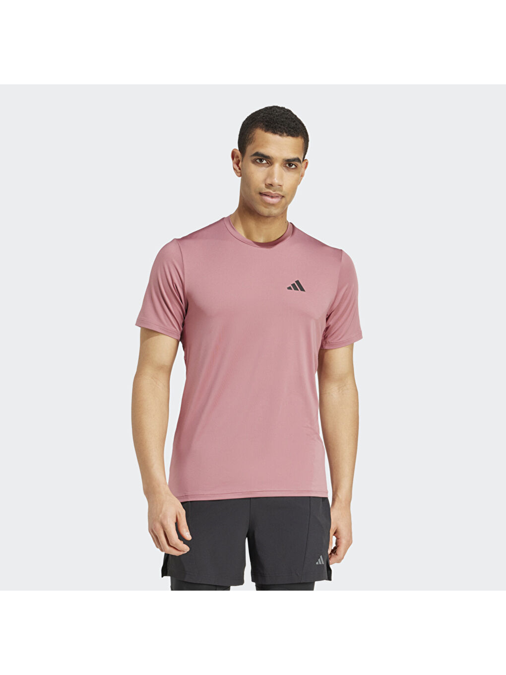 Adidas Pembe Train Essentials Stretch Erkek Pembe Yuvarlak Yaka Tişört