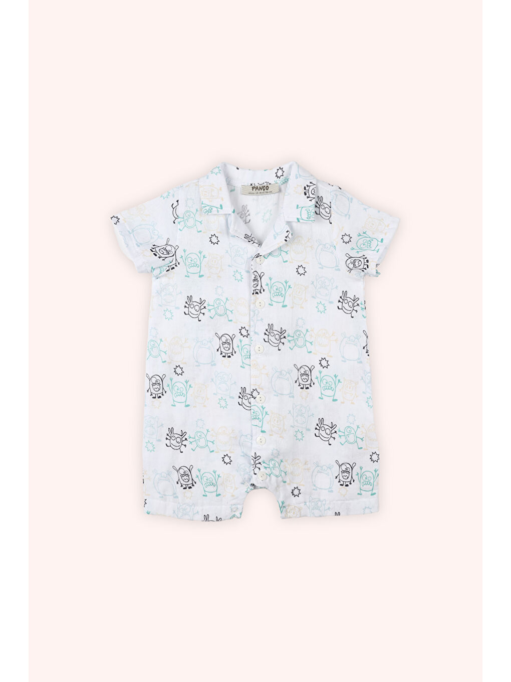 Yenidoğan Baskılı Müslin Beyaz Tulum