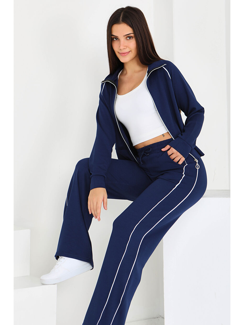 Ara garnili Modal İkili Takım Lacivert - 27877-LACIVERT-5