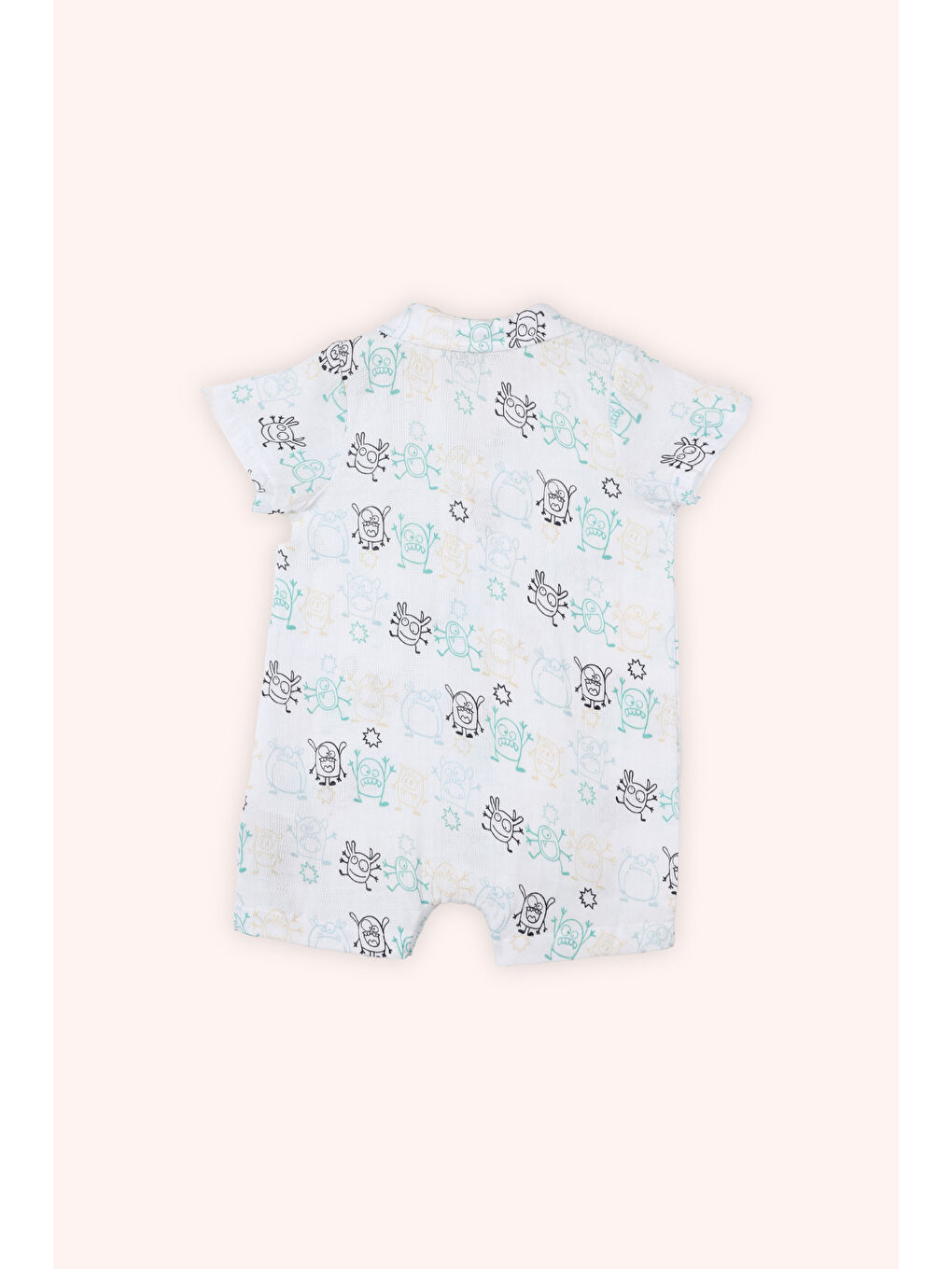 Yenidoğan Baskılı Müslin Beyaz Tulum-2