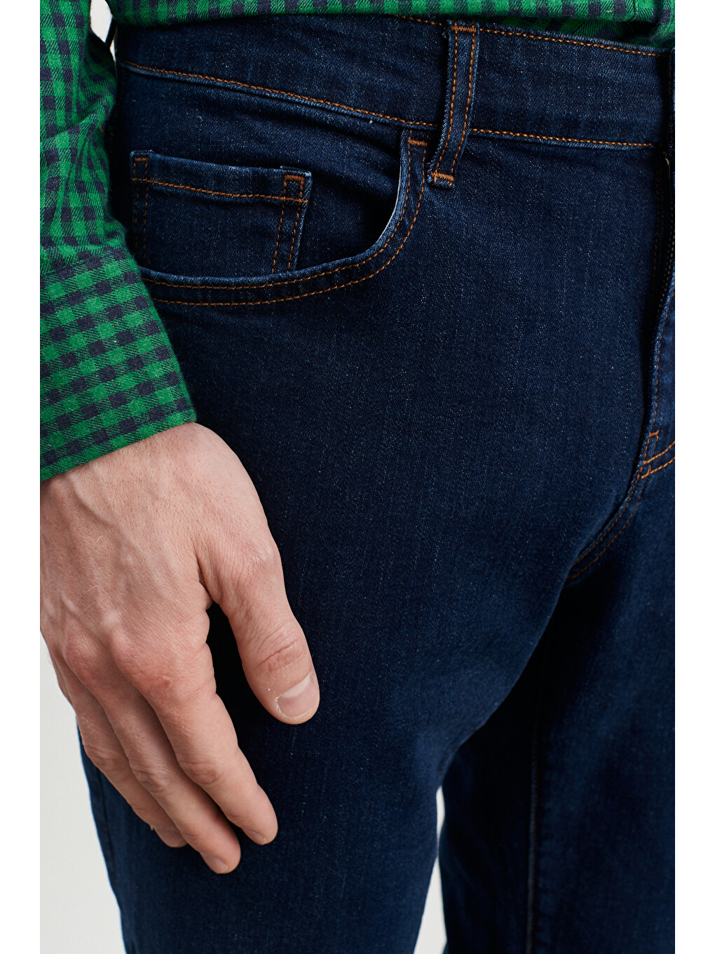 Erkek Koyu Lacivert Slim Fit Dar Kesim Magic Denim Esnek Jean Pantolon-3