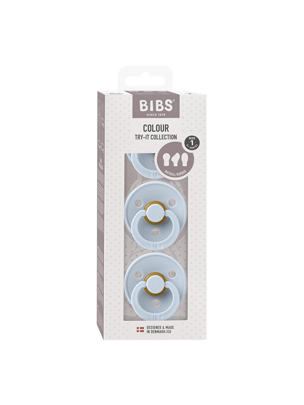 BİBS Bibs Try It Colour Üçlü Emzik Seti - Baby Blue - 1