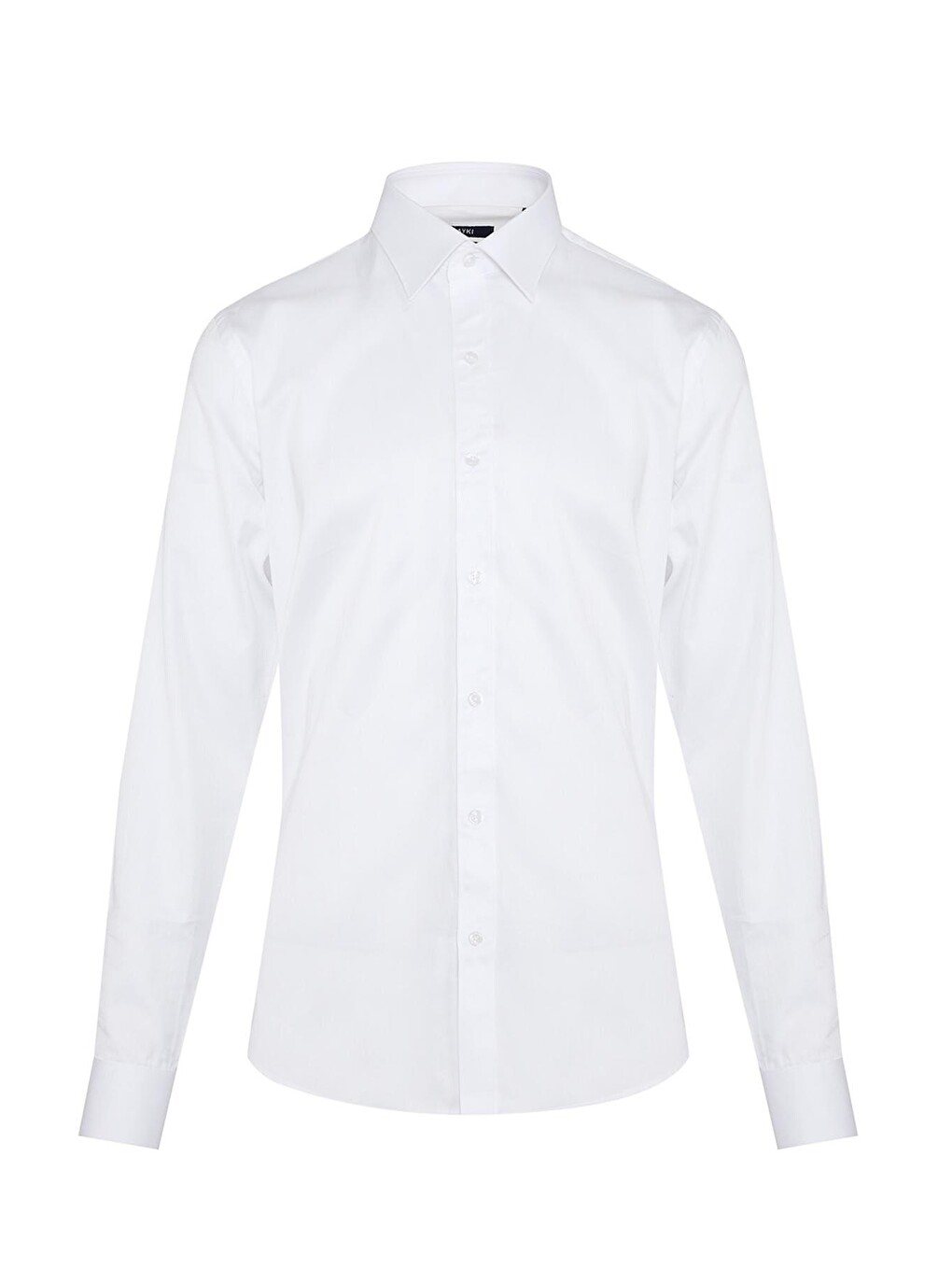 Beyaz Comfort Fit Düz 100% Pamuk Slim Yaka Uzun Kollu Klasik Saten Gömlek