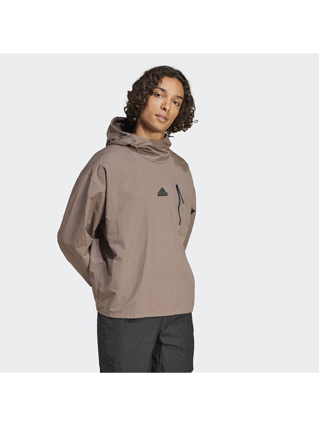 Adidas Ce Q3 Erkek Kahverengi Kapüşonlu Hoodie - 1