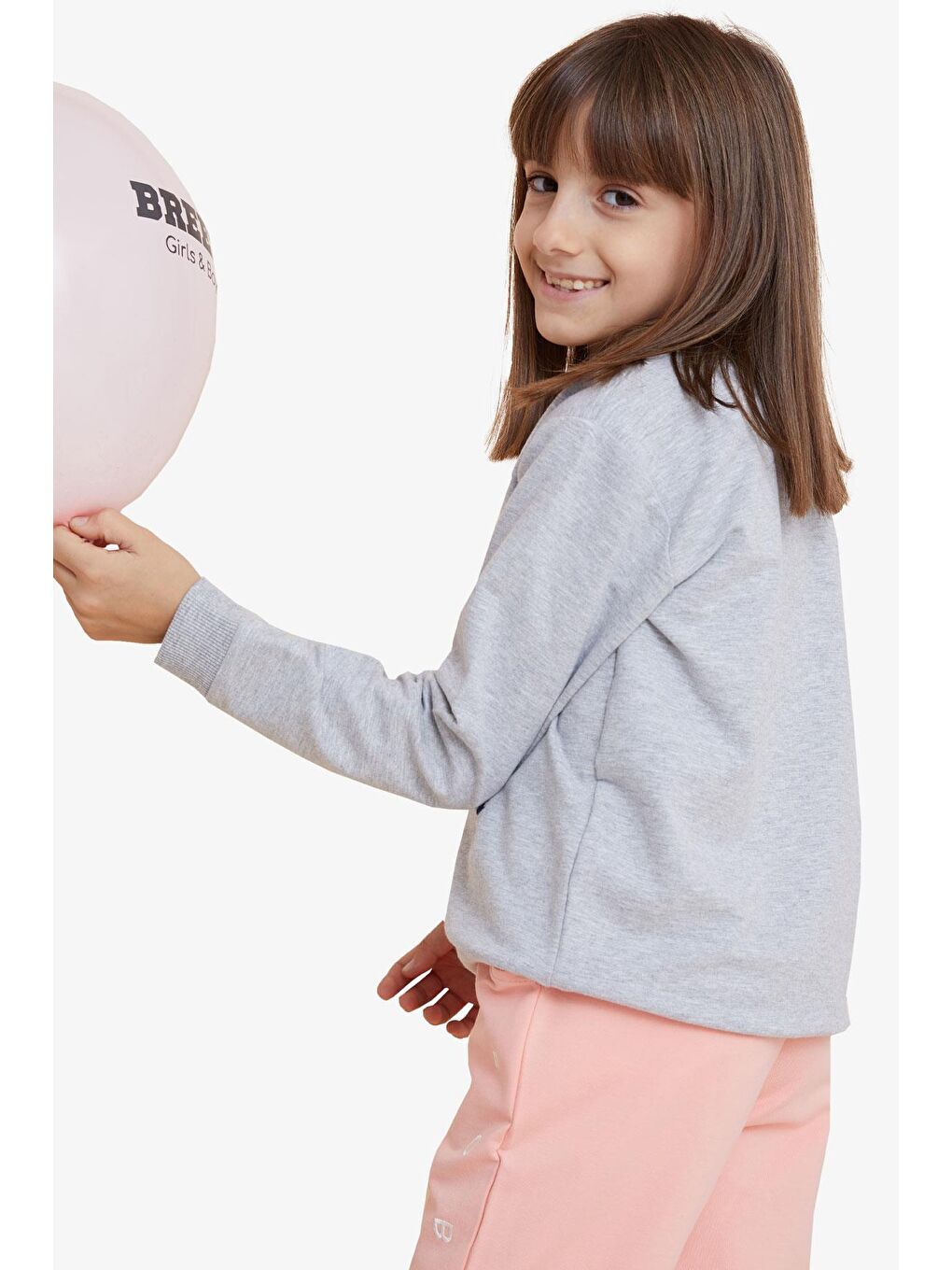 Breeze Kız Çocuk Sweatshirt Renkli Oje Baskılı Gri Melanj (6-12 Yaş) - 2