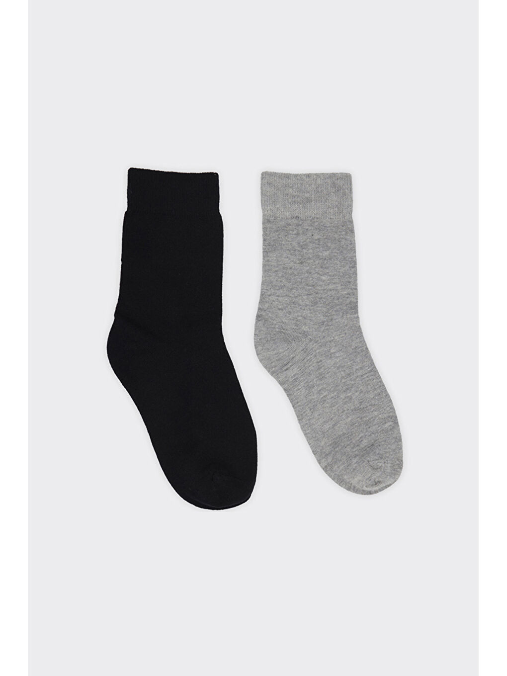 Unisex Çocuk 2'li Basic Gri-Siyah Soket Çorap