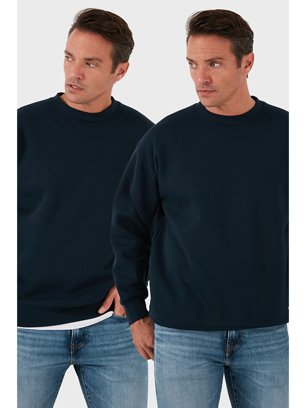 Lacivert Regular Fit Bisiklet Yaka Şardonlu 2'li Paket Sweat 5905255S2