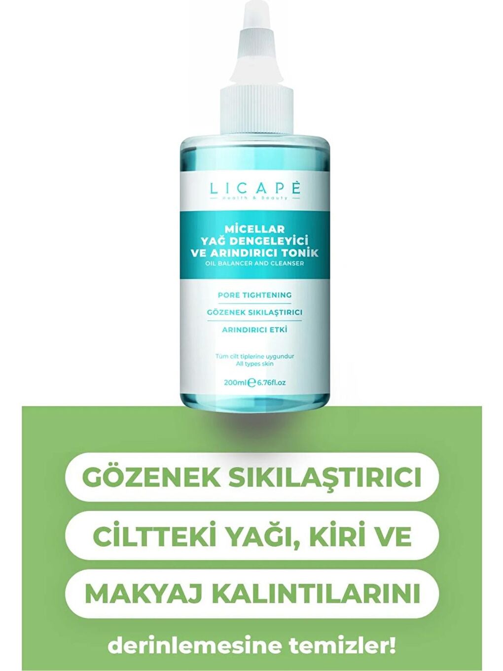 Licape Renksiz Gözenek Sıkılaştırıcı Arındırıcı Yağ Dengeleyici Tonik 200 ml