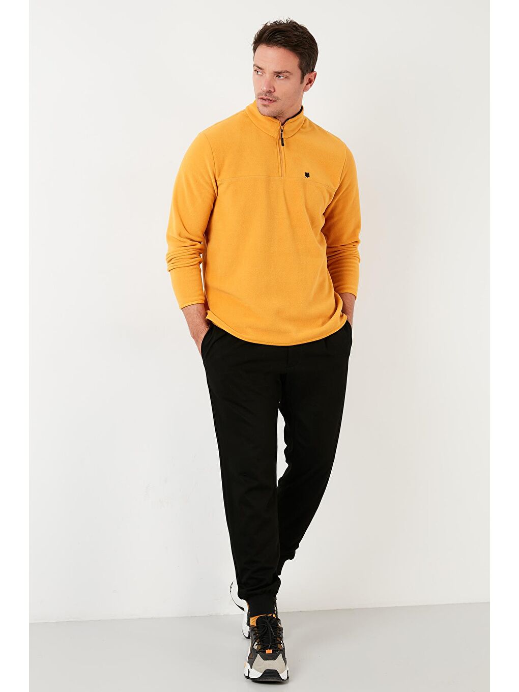 Buratti Hardal Sarı Regular Fit Anti-Pilling Bato Yaka Kışlık Şardonlu Erkek Polar Sweatshirt 5906001 - 4