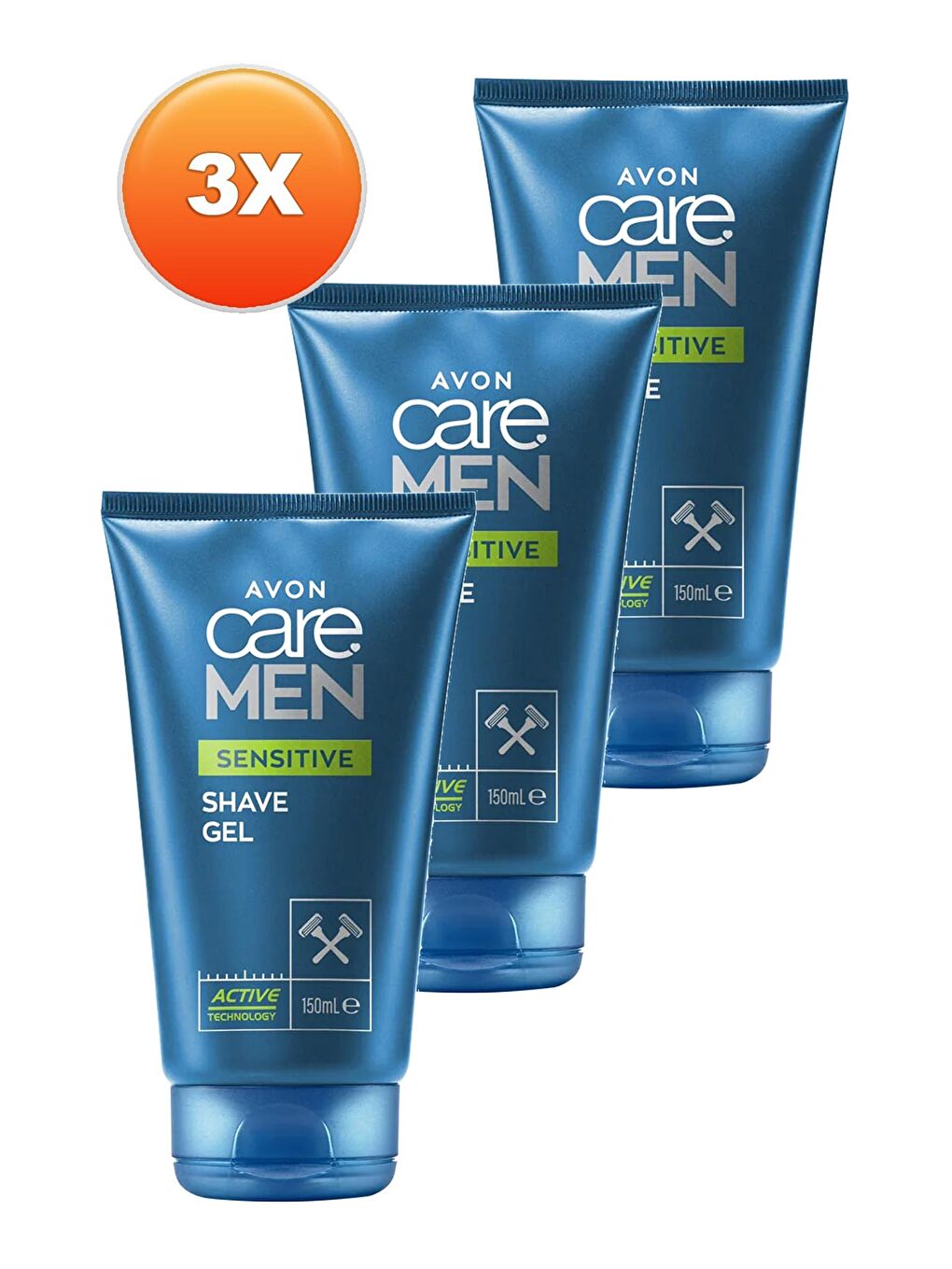 AVON Renksiz Care Men Sensitive Papatya ve Aloe Özü İçeren Tıraş Jeli 150 ml 3'lü Set - 1