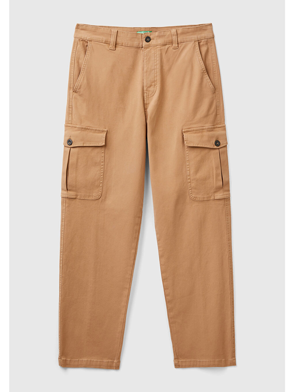 Kahverengi Erkek Taba Straight Fit Düşük Bel Kargo Pantolon-1