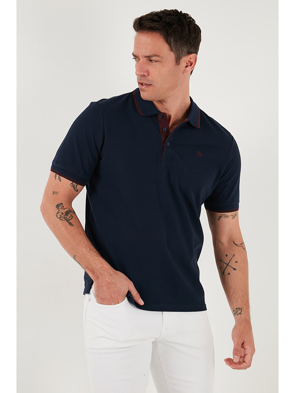 Siyah Pamuklu Slim Fit Şerit Detaylı Düğmeli Polo Yaka 3'lü Paket %100 Pamuk Tişört 5902118S3-2