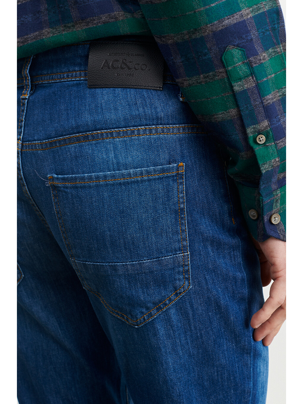 Erkek Lacivert Trend Slim Fit Dar Kesim 5 Cep Denim Jean Pantolon-5
