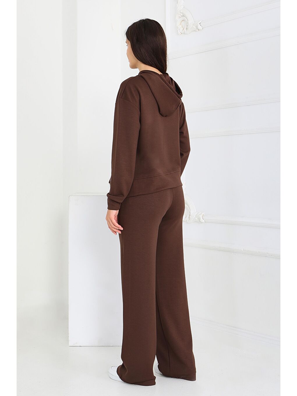 Kahverengi Çıtçıt Detaylı Modal İkili Takım Kahve - 27878-KAHVE-3