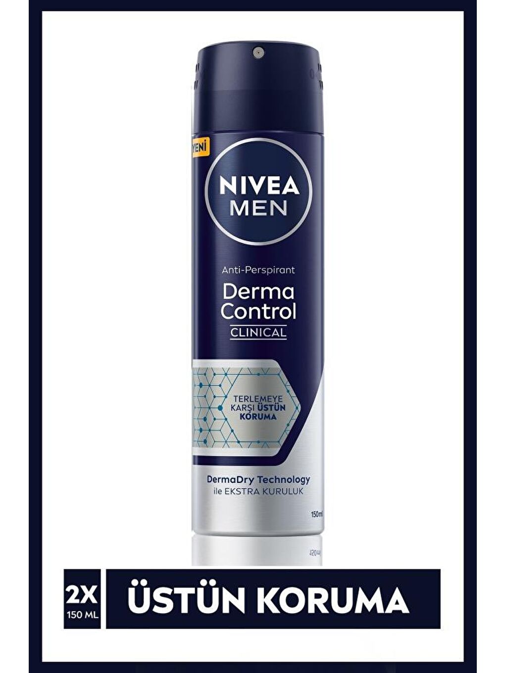 NIVEA Men Derma Control Clinical Erkek Sprey Deodorant 150 ml, Üstün Anti-Perspirant Koruma