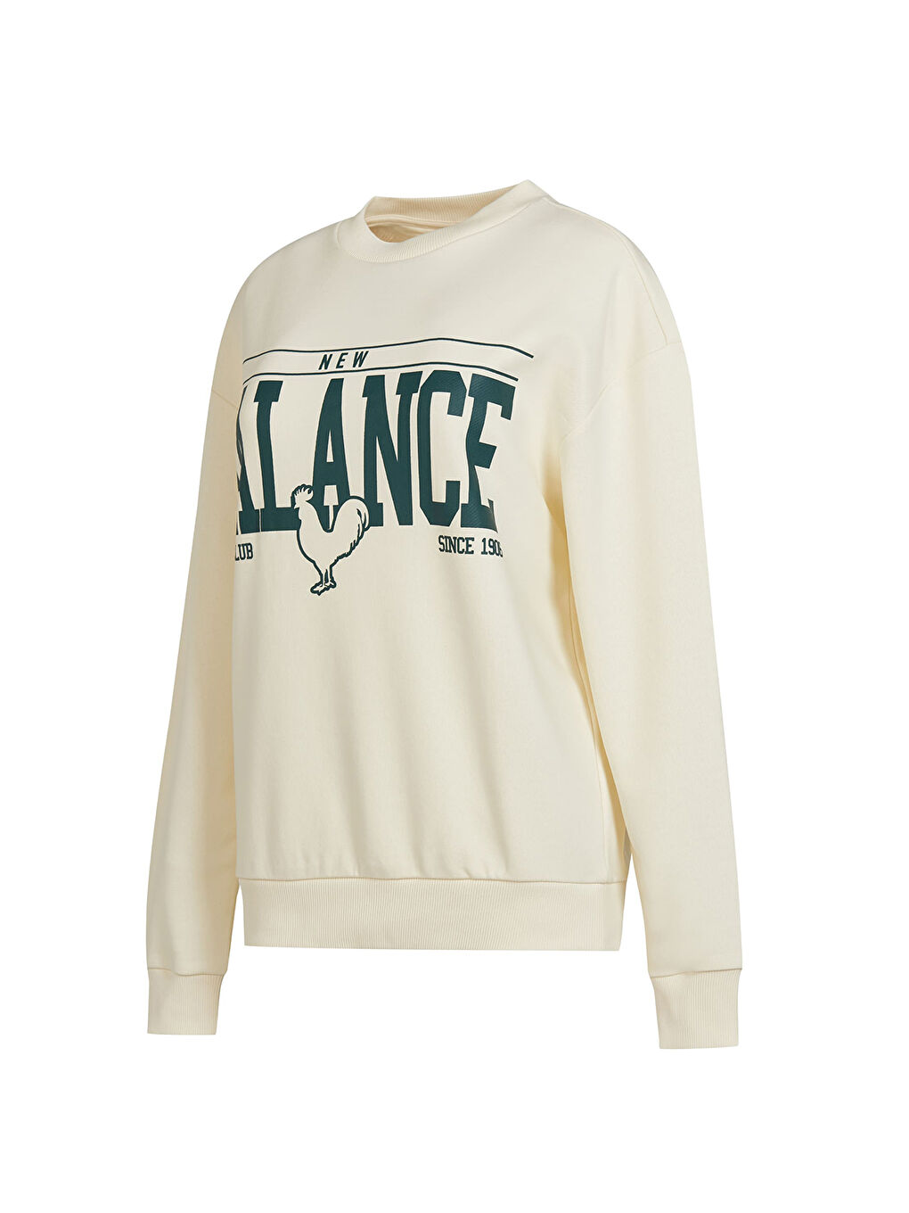 New Balance Ekru 3401 Erkek Beyaz Yuvarlak Yaka Sweatshirt