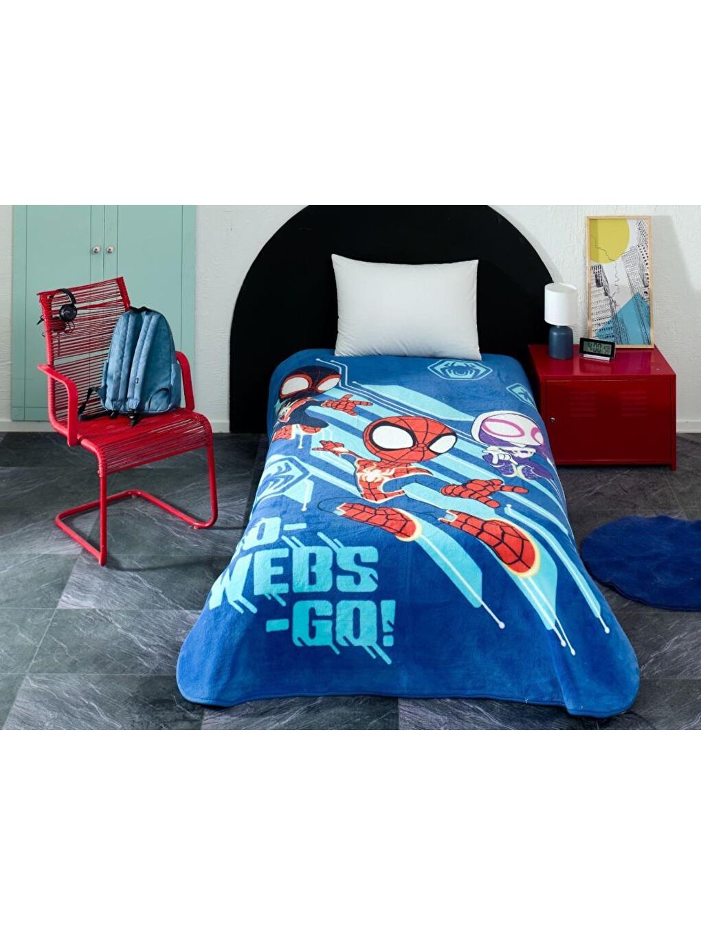 Karışık Spiderman Lisanslı Tek Kişilik Battaniye