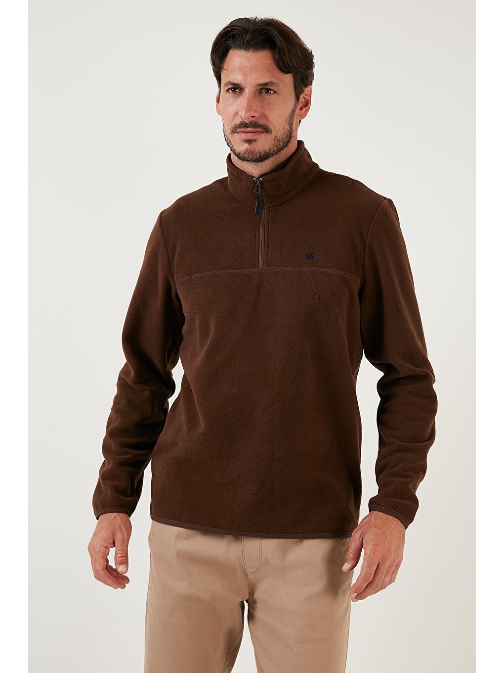 Buratti Açık Kahverengi Regular Fit Anti-Pilling Bato Yaka Kışlık Şardonlu Erkek Polar Sweatshirt 5906001 - 3