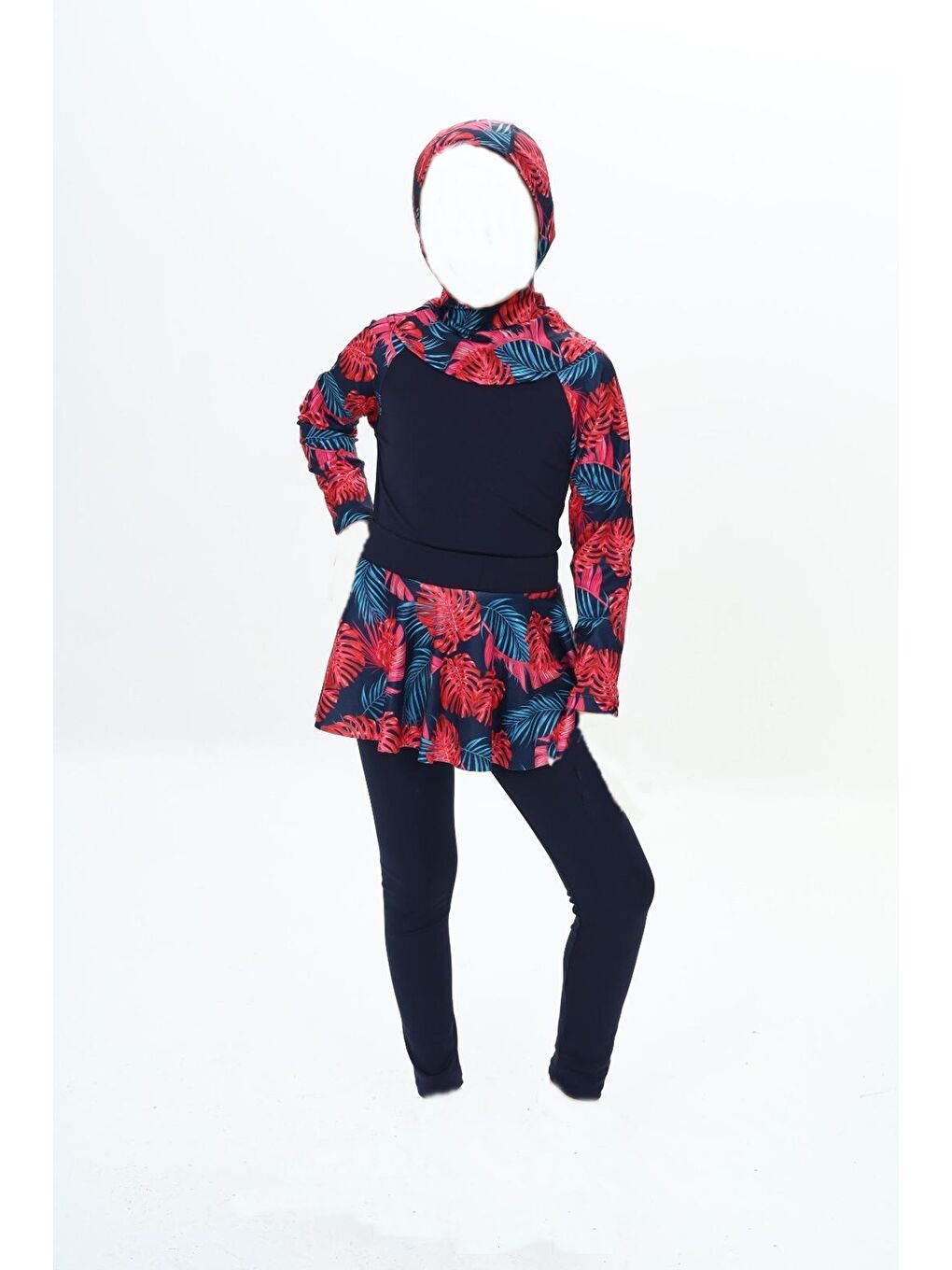 Karışık Kız Çocuk Uzun Kollu Ve Altlı 3 Parça Mayo Takımı 8-16 Yaş 12233