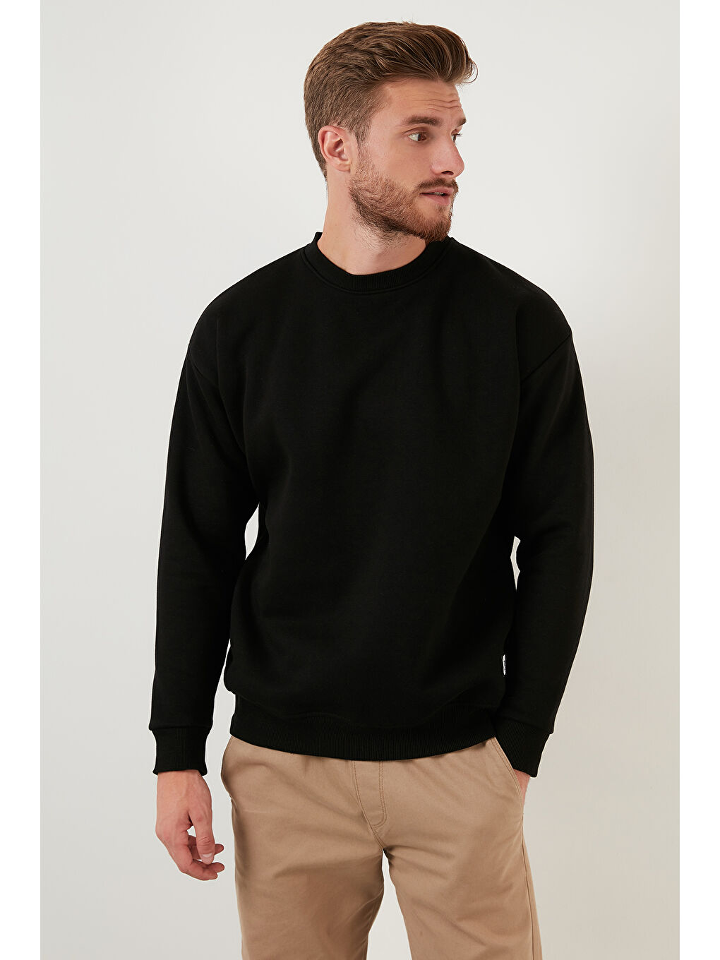 Siyah Regular Fit Bisiklet Yaka Şardonlu 2'li Paket Sweat 5905255S2-1