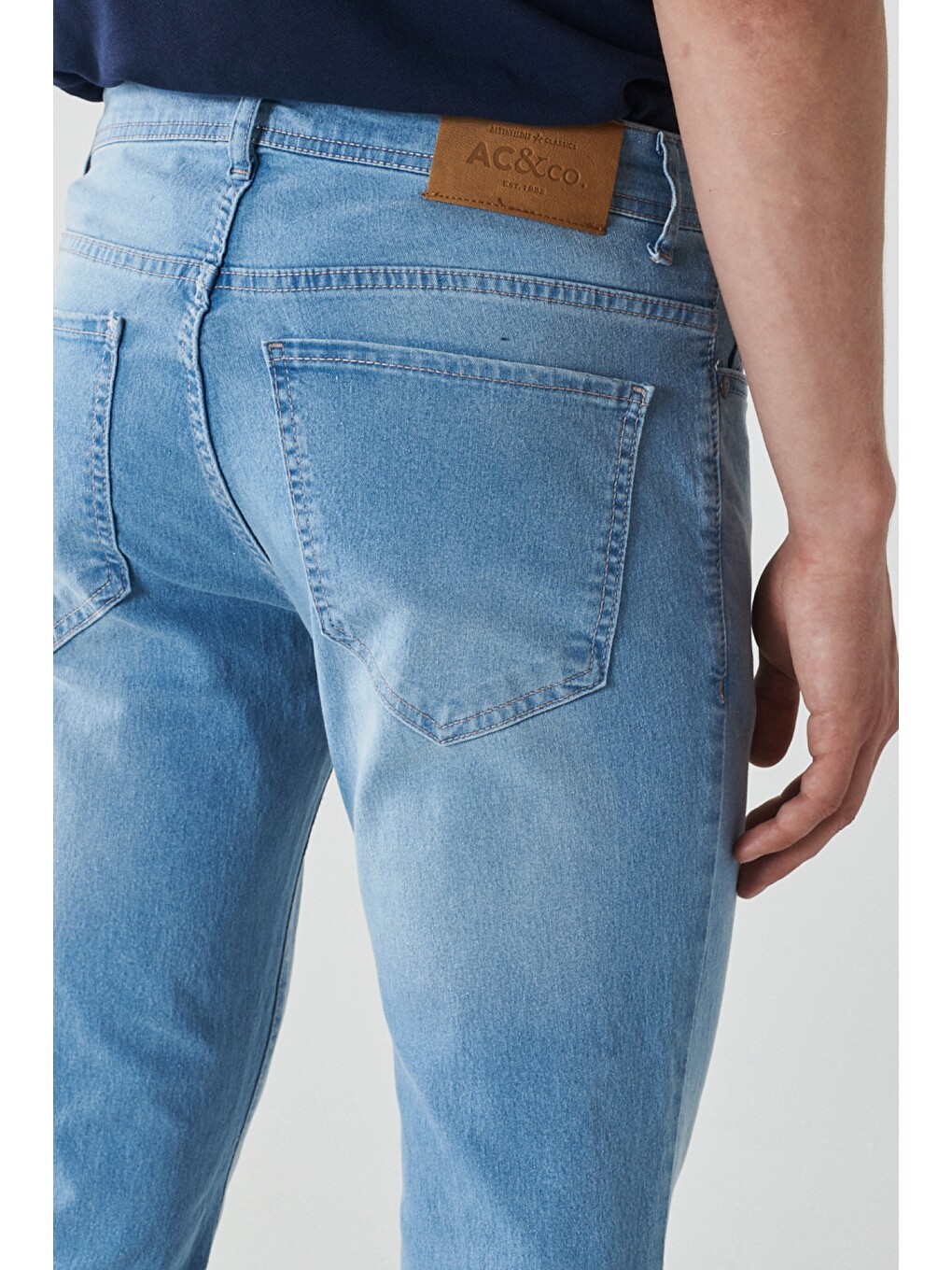 Erkek Buz Mavisi Magic Slim Fit Dar Kesim Esnek Denim Jean Pantolon-4