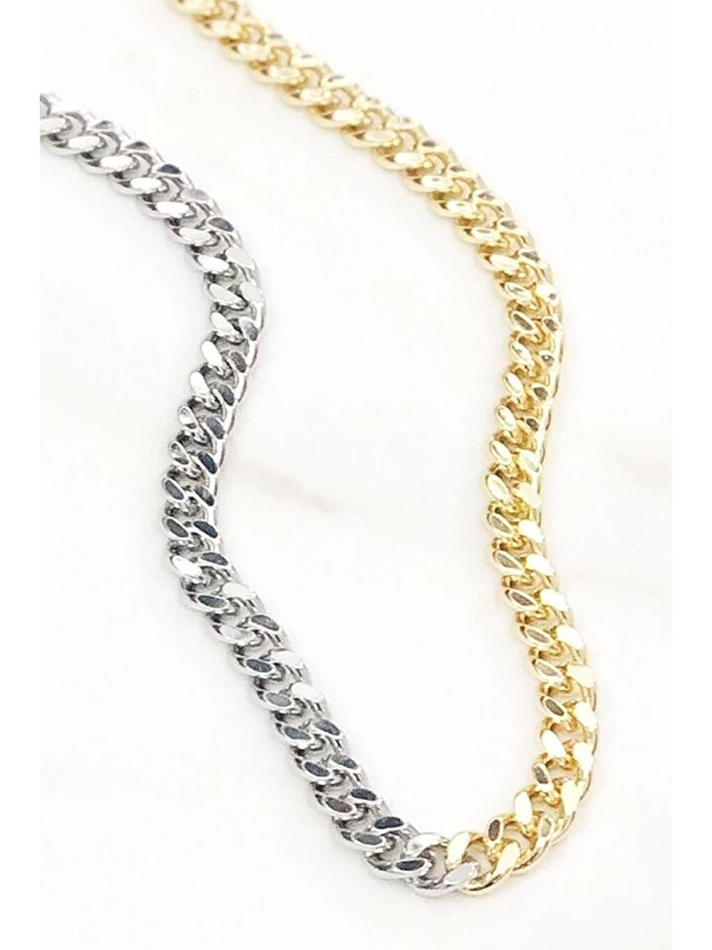 Sarı Chunky Çift Renkli Kalın Zincir Kolye-1