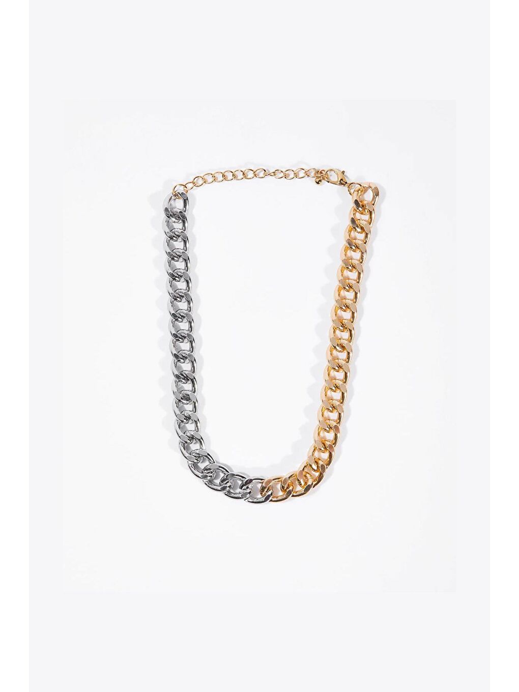 Sarı Chunky Çift Renkli Kalın Zincir Kolye-2