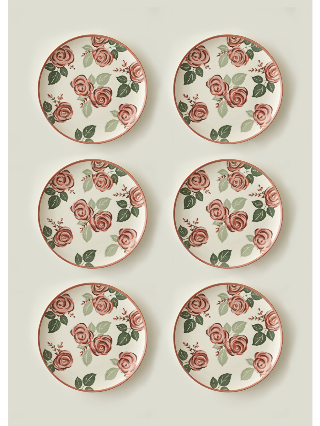 Karışık Rose Porselen 6'lı Servis Tabağı (26 cm)