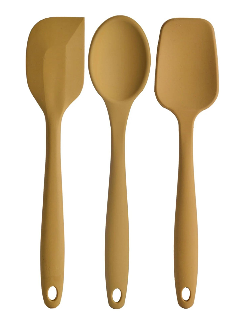 Kitchen Design Lab Sarı Büyük Boy Yanmaz Silikon Spatula Ve Kaşık Seti 3 Model - Spatula Kaşık Sarı 3'lü Set